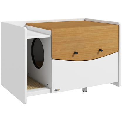 Cat Cabinet for Cat Litter Box, Cat Litter Box Cabinet with Pull-Out Drawer, Litter Catching Mat, Cat House for Indoor, 78 x 50 x 51 cm, Oak
