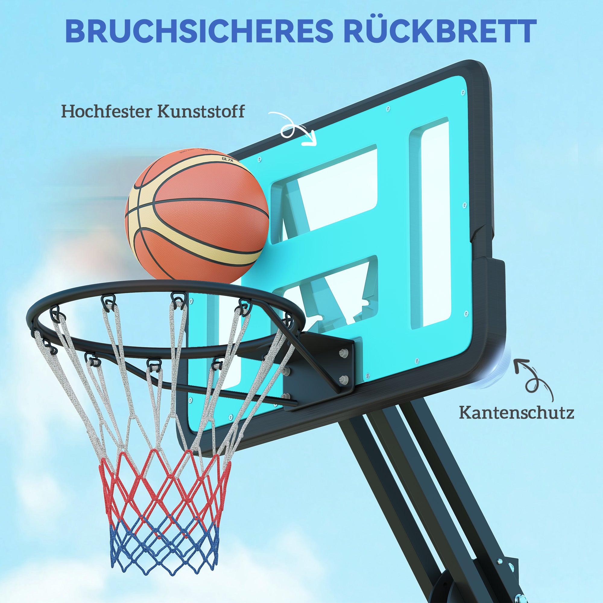 SPORTNOW Outdoor Basketball Hoop with Stand Wheels 146–236 cm Height Adjustable Basketball Stand with 71x45cm Backboard Portable Basket for Teens Adults Indoor Basketball System