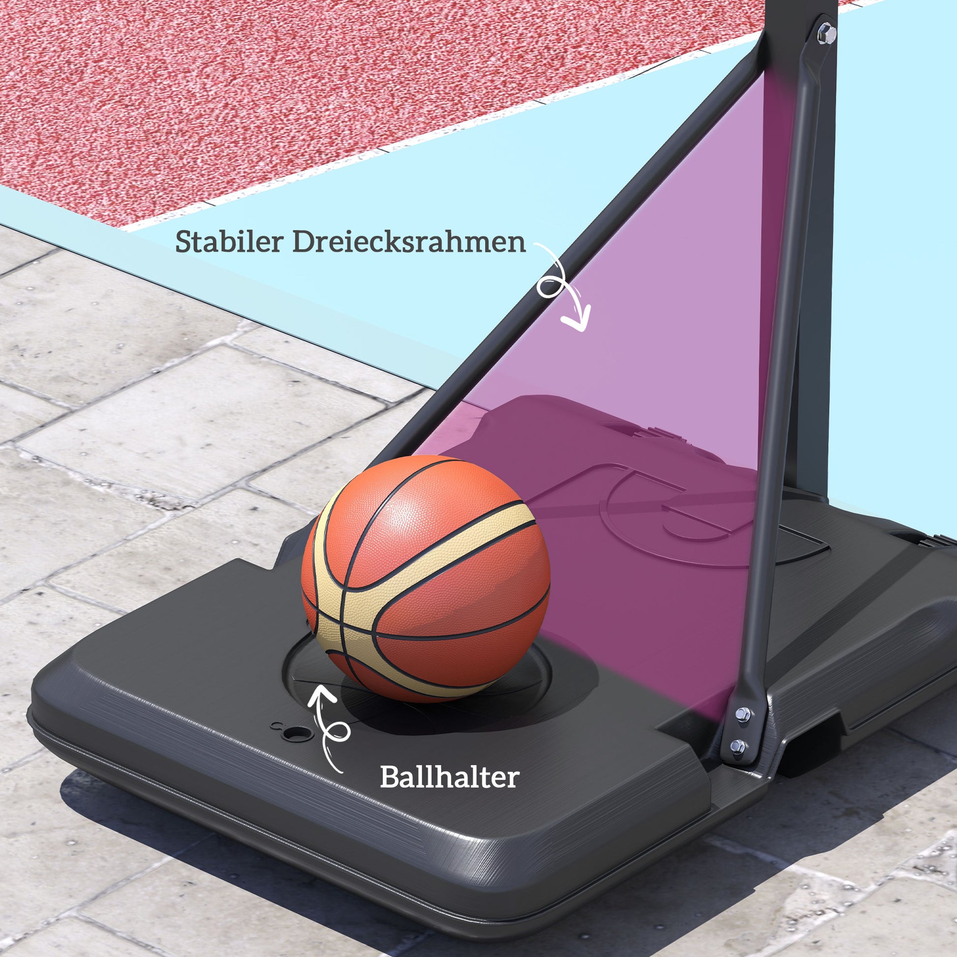 SPORTNOW Outdoor Basketball Hoop with Stand Wheels 146–236 cm Height Adjustable Basketball Stand with 71x45cm Backboard Portable Basket for Teens Adults Indoor Basketball System
