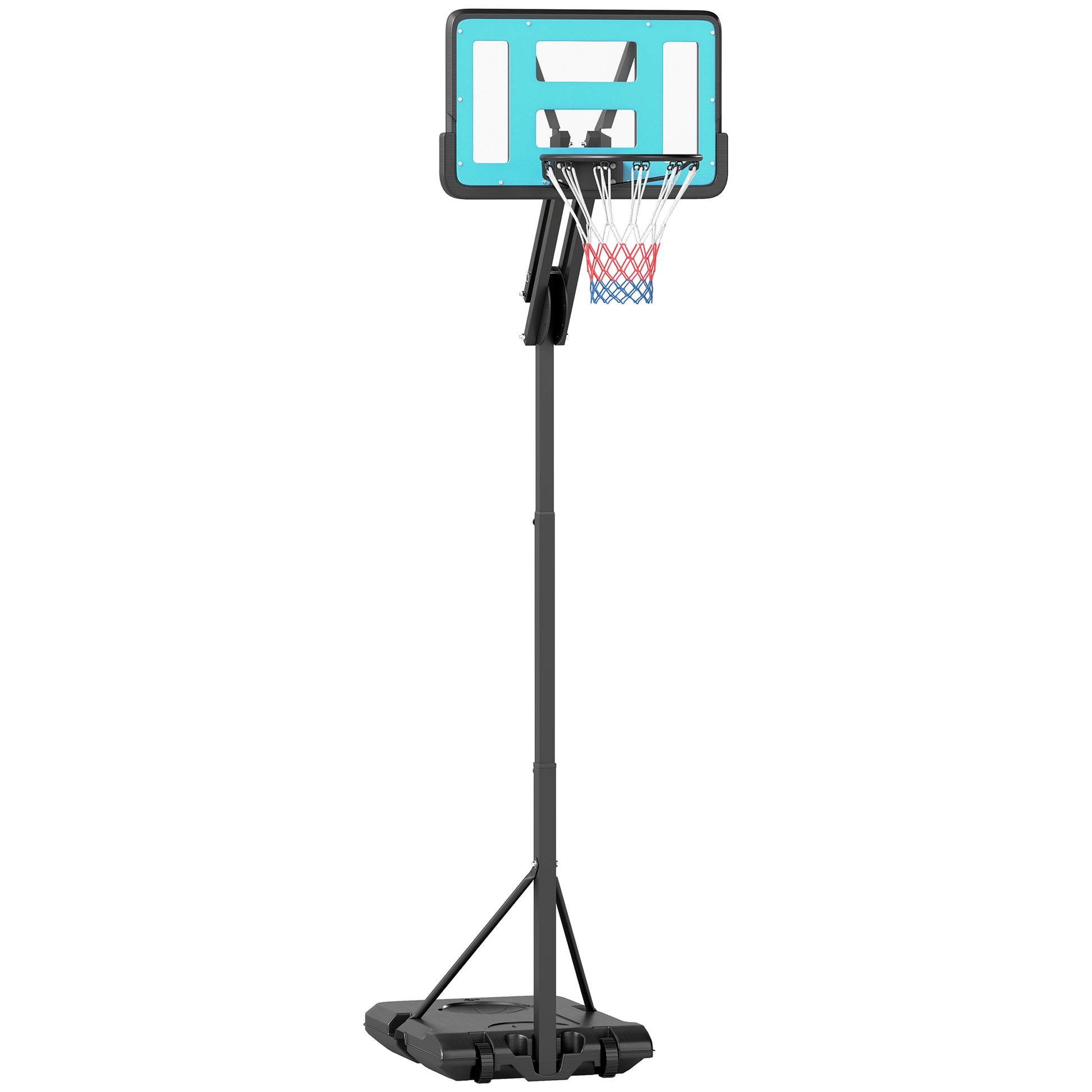 SPORTNOW Outdoor Basketball Hoop with Stand Wheels 146–236 cm Height Adjustable Basketball Stand with 71x45cm Backboard Portable Basket for Teens Adults Indoor Basketball System