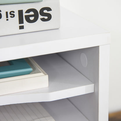 White Wood Desk Organizer with 4 Layers Printer Stand Dim. 35.5L x 25W x 28.6H cm