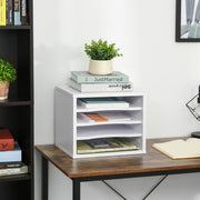 White Wood Desk Organizer with 4 Layers Printer Stand Dim. 35.5L x 25W x 28.6H cm