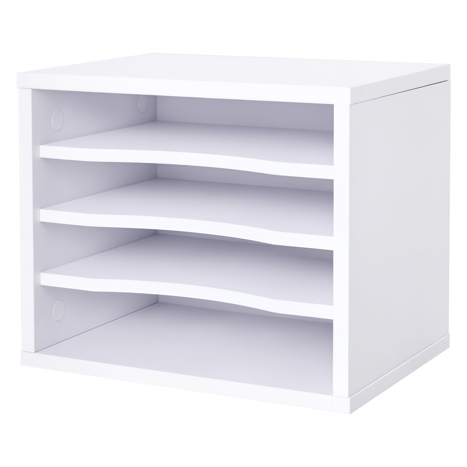 White Wood Desk Organizer with 4 Layers Printer Stand Dim. 35.5L x 25W x 28.6H cm