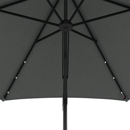 Sun Umbrella, Ø290 cm Cantilever Umbrella with UV Protection, LED Patio Umbrella with Cross Base, Patio Umbrella with Protective Cover, for Garden, Steel, Dark Gray