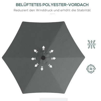 Sun Umbrella, Ø290 cm Cantilever Umbrella with UV Protection, LED Patio Umbrella with Cross Base, Patio Umbrella with Protective Cover, for Garden, Steel, Dark Gray