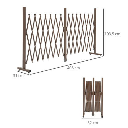 Scissor Gate Barrier Expandable 52-405cm Garden Aluminum Dark Brown H103.5cm
