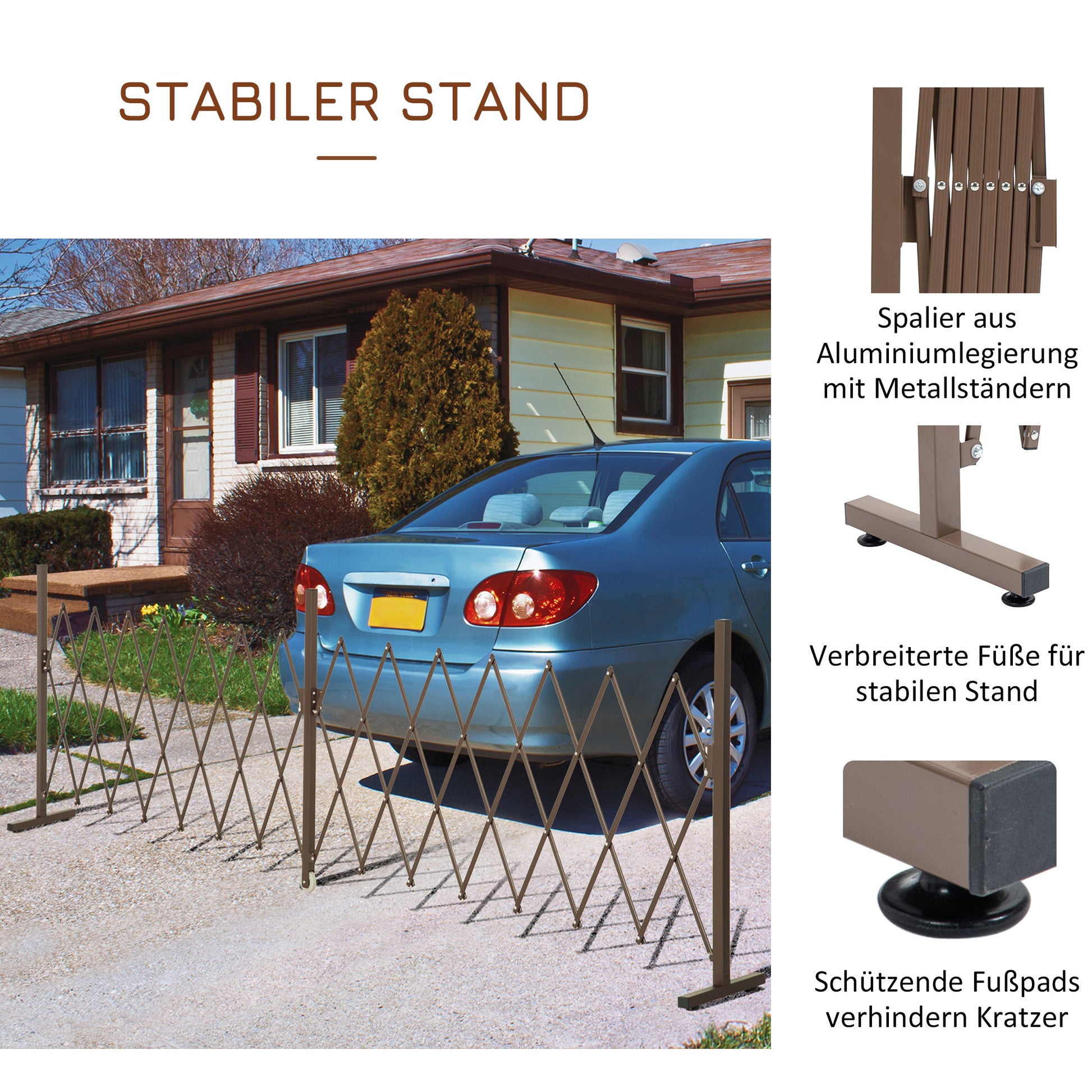 Scissor Gate Barrier Expandable 52-405cm Garden Aluminum Dark Brown H103.5cm