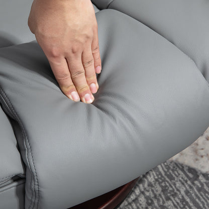 Recliner Chair with Ottoman 360° Swivel TV Chair with Reclining Function Armchair up to 130 kg load capacity for Living Room Faux Leather, Gray