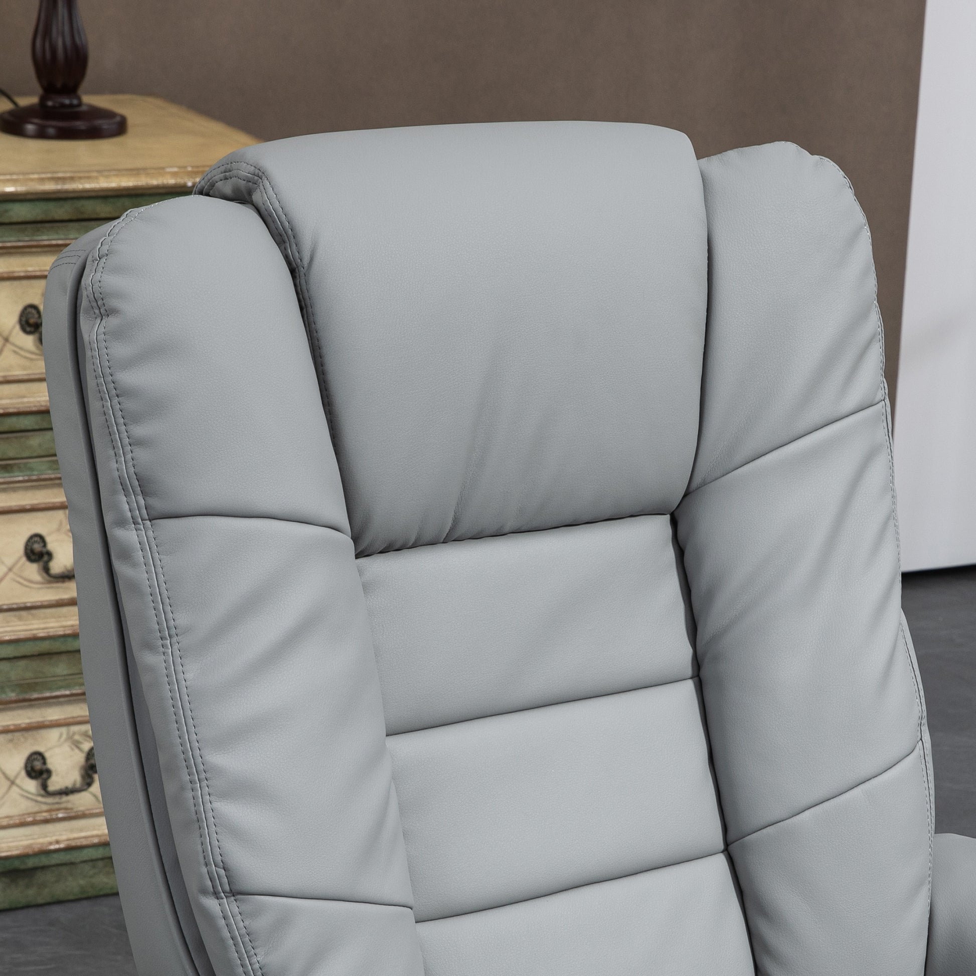 Recliner Chair with Ottoman 360° Swivel TV Chair with Reclining Function Armchair up to 130 kg load capacity for Living Room Faux Leather, Gray