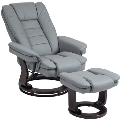 Recliner Chair with Ottoman 360° Swivel TV Chair with Reclining Function Armchair up to 130 kg load capacity for Living Room Faux Leather, Gray