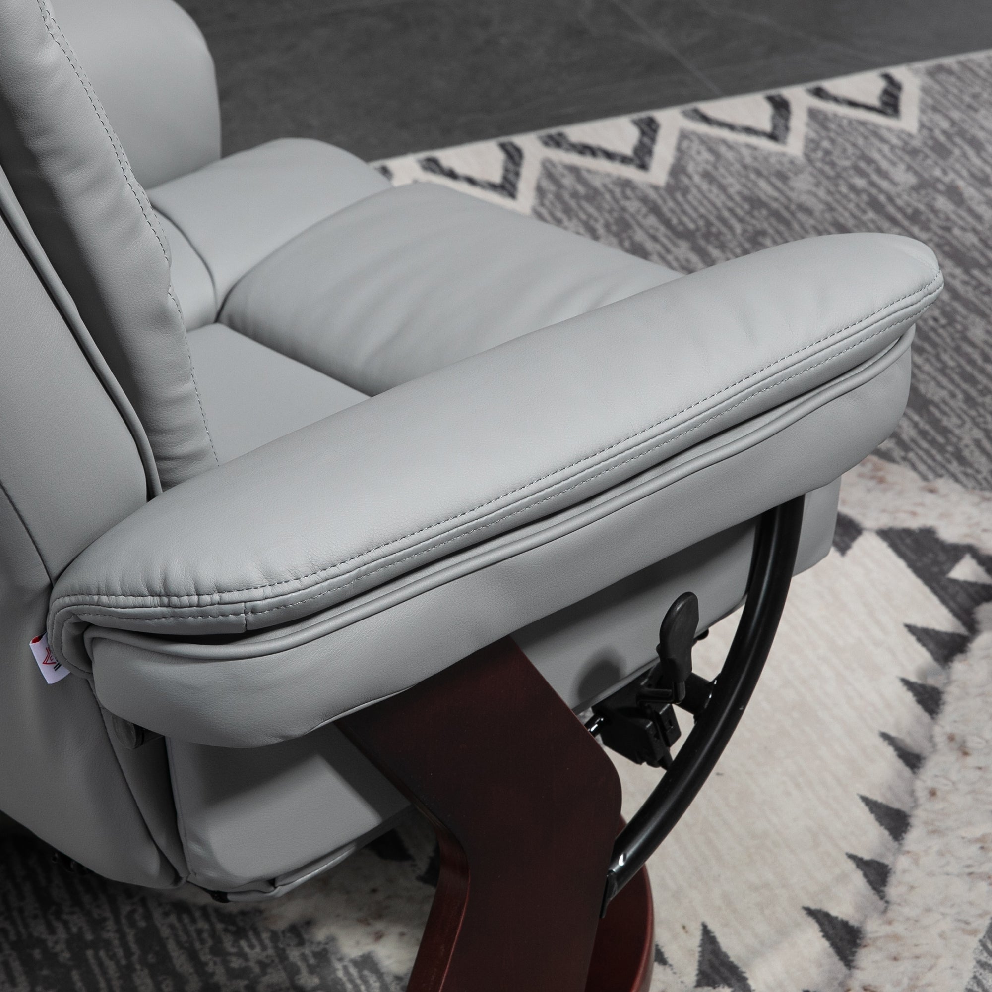 Recliner Chair with Ottoman 360° Swivel TV Chair with Reclining Function Armchair up to 130 kg load capacity for Living Room Faux Leather, Gray
