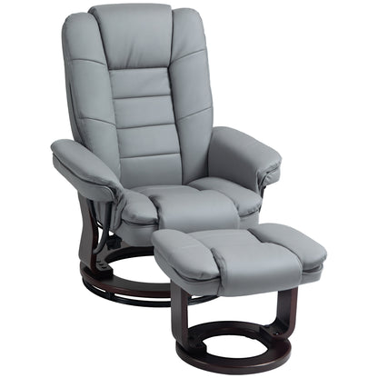 Recliner Chair with Ottoman 360° Swivel TV Chair with Reclining Function Armchair up to 130 kg load capacity for Living Room Faux Leather, Gray