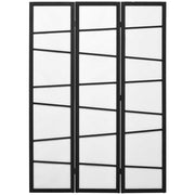 3-Panel Folding Room Divider 120x170 cm Room Separator with Wood Frame for Office Bedroom Living Room Black and White Decoration