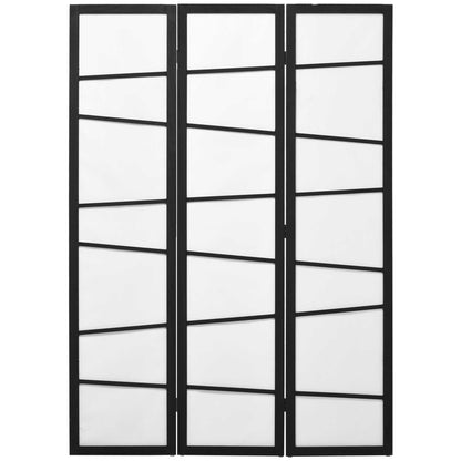3-Panel Folding Room Divider 120x170 cm Room Separator with Wood Frame for Office Bedroom Living Room Black and White Decoration