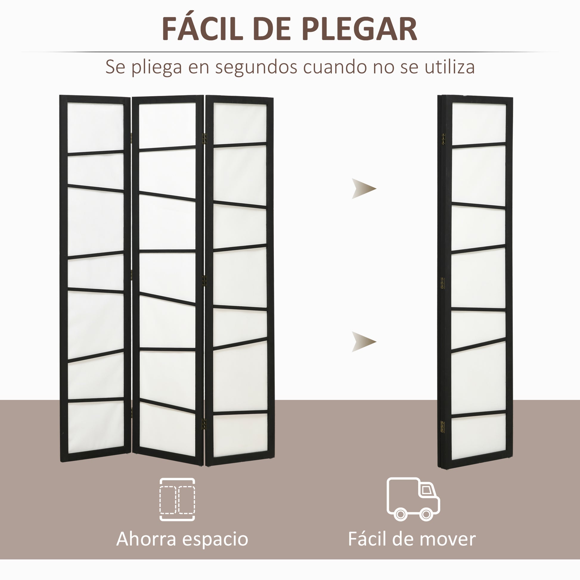 3-Panel Folding Room Divider 120x170 cm Room Separator with Wood Frame for Office Bedroom Living Room Black and White Decoration