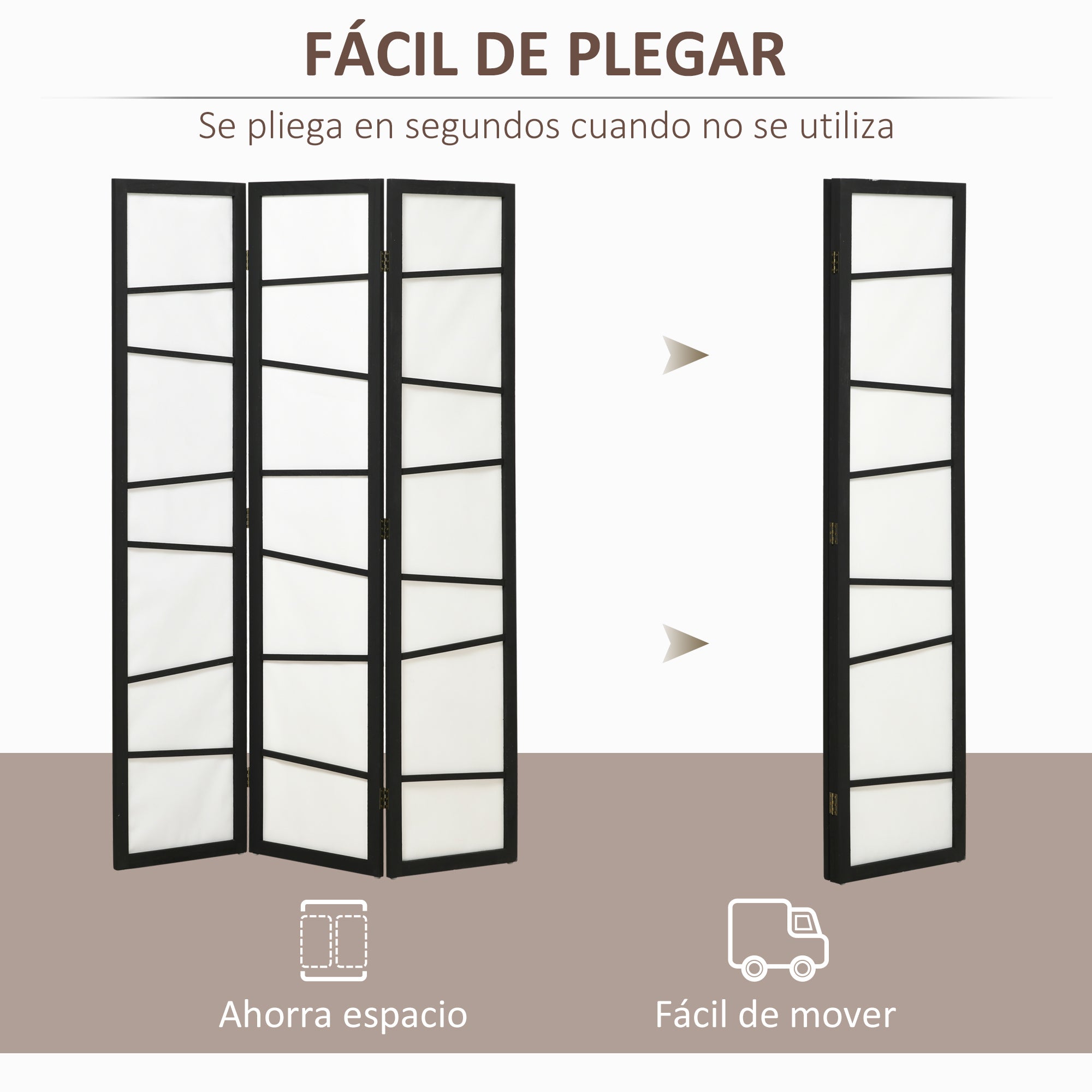 3-Panel Folding Room Divider 120x170 cm Room Separator with Wood Frame for Office Bedroom Living Room Black and White Decoration
