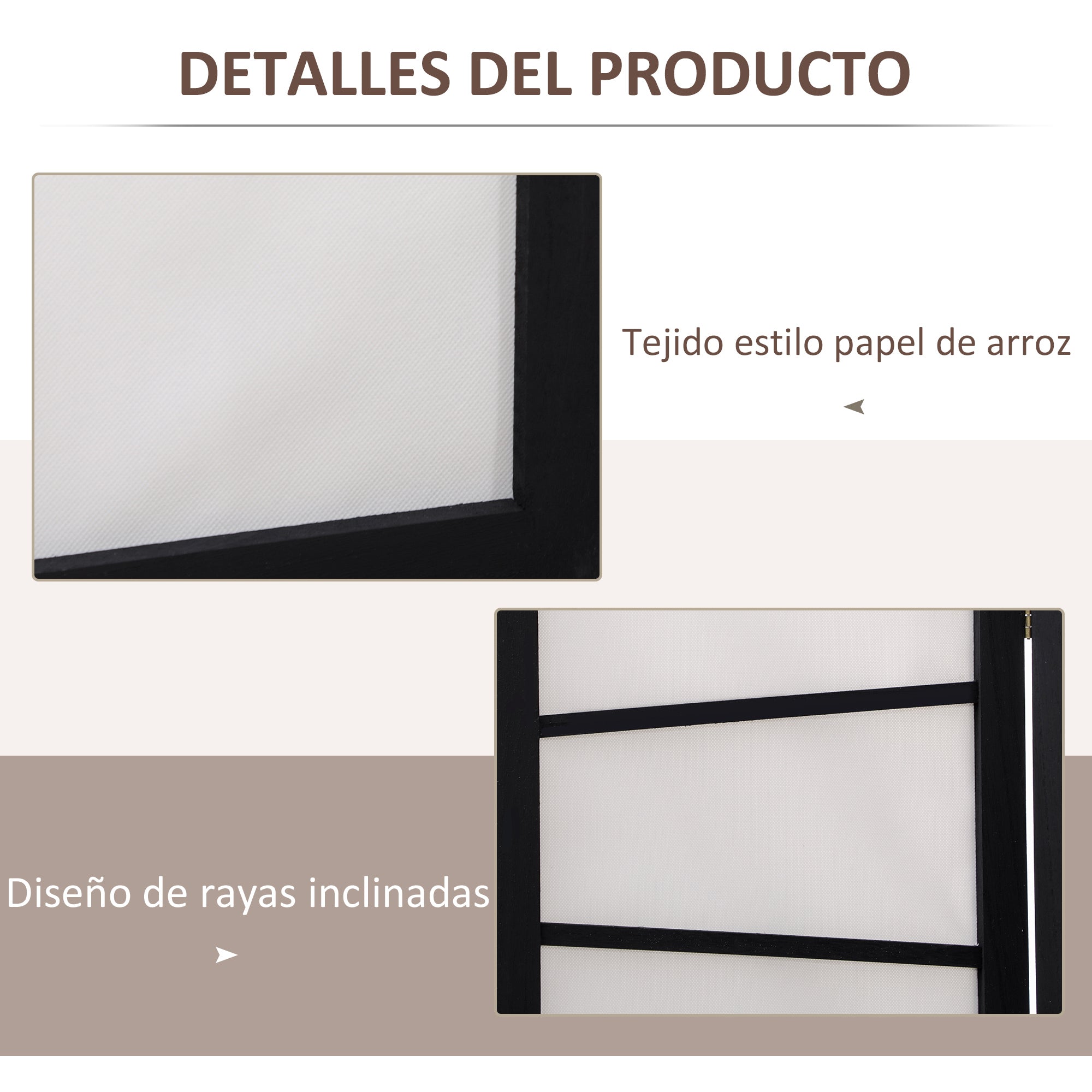 3-Panel Folding Room Divider 120x170 cm Room Separator with Wood Frame for Office Bedroom Living Room Black and White Decoration