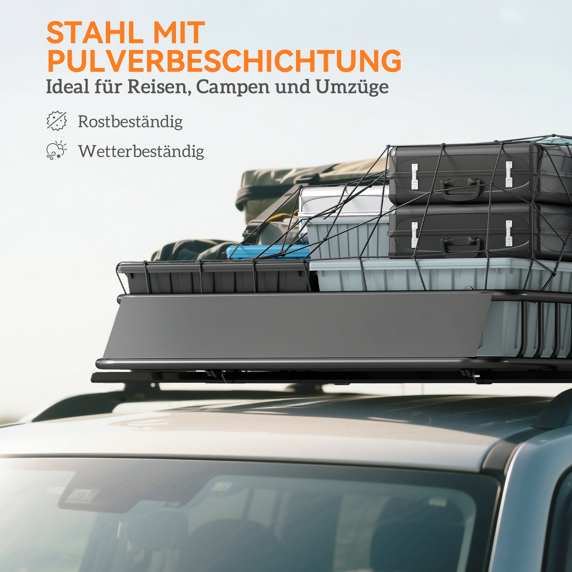 Universal Roof Basket with Wind Deflector, Steel Roof Rack Cargo Carrier, Capacity up to 200 lbs Roof Rack Roof Basket for SUV Trucks 43.5" x 39.2" x 7.3" Black
