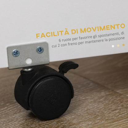 5-Piece Kitchen Set, Folding Table with 2 Shelves and 4 Particle Board Stools, White