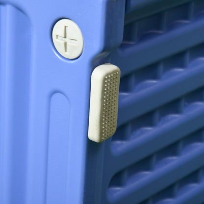 Outdoor Dog House Plastic Puppy Shelter for Dogs with Waterproof Vents, Dimensions 60L x 42W x 40H cm Blue and White