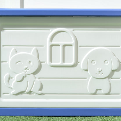 Outdoor Dog House Plastic Puppy Shelter for Dogs with Waterproof Vents, Dimensions 60L x 42W x 40H cm Blue and White