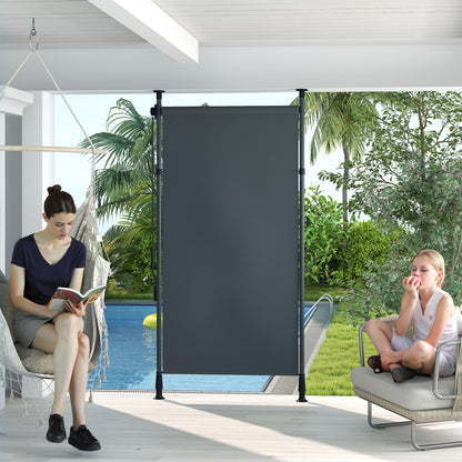 Vertical Awning 150 x 220-310cm Retractable Vertical Awning Clamp Awning with Crank Sun Protection Privacy Wind Protection External Roller Blind Awning for Balcony Terrace Garden Dark Gray