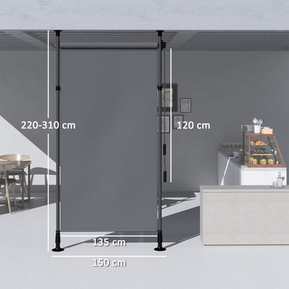 Vertical Awning 150 x 220-310cm Retractable Vertical Awning Clamp Awning with Crank Sun Protection Privacy Wind Protection External Roller Blind Awning for Balcony Terrace Garden Dark Gray