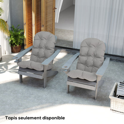 Set of 2 Seat Cushions for Adirondack Chair with Secure Attachments, Tufted Design Adirondack Chair Cushion, Soft and Thick High Back Chair Cushion, Light Gray