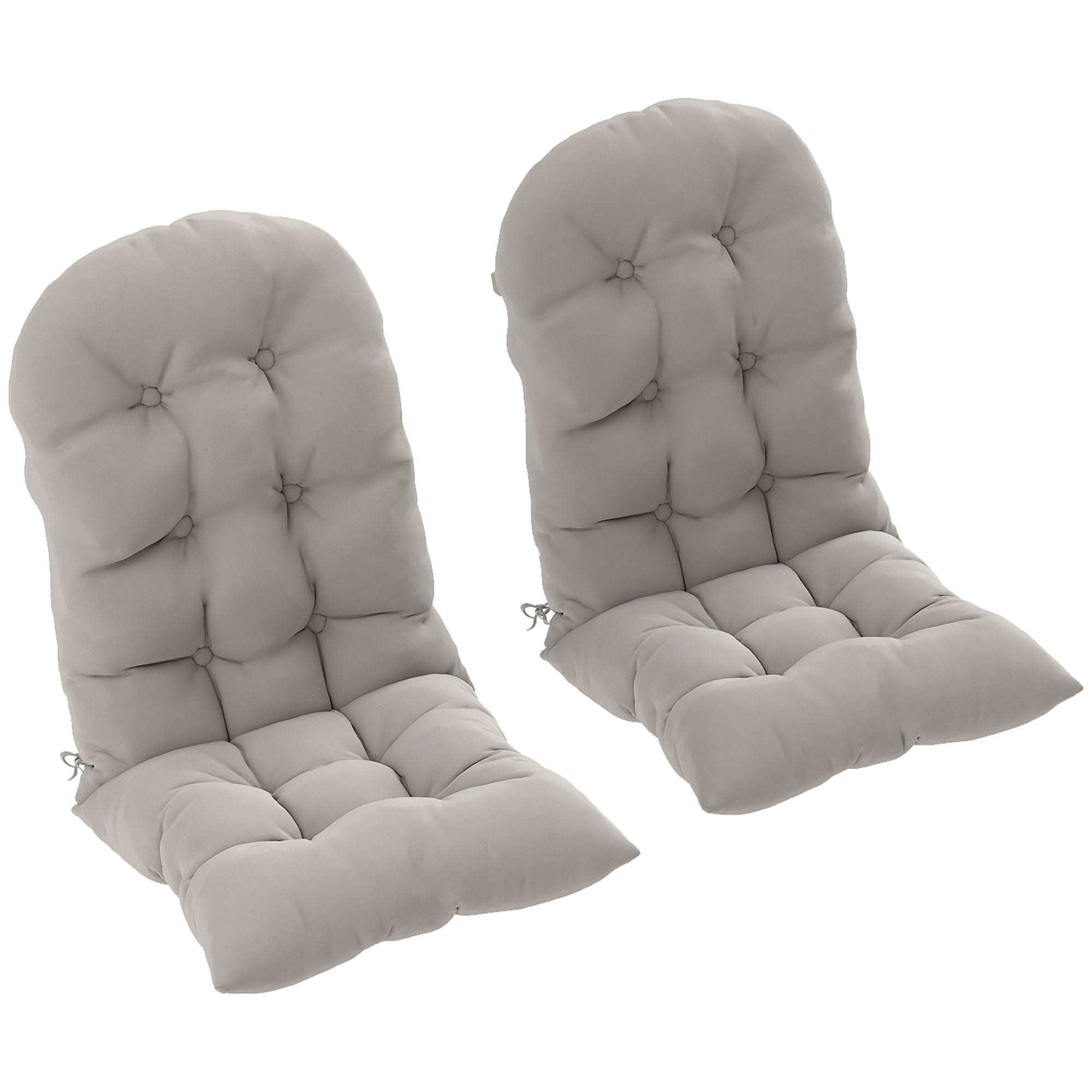 Set of 2 Seat Cushions for Adirondack Chair with Secure Attachments, Tufted Design Adirondack Chair Cushion, Soft and Thick High Back Chair Cushion, Light Gray