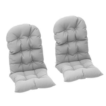 Set of 2 Seat Cushions for Adirondack Chair with Secure Attachments, Tufted Design Adirondack Chair Cushion, Soft and Thick High Back Chair Cushion, Light Gray