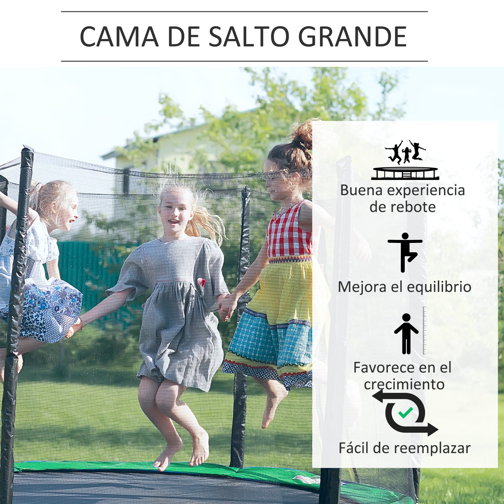Replacement Safety Net for Ø366 cm Round Trampoline Outdoor with Zipper Door for 8 Straight Poles Ø366x180 cm Black