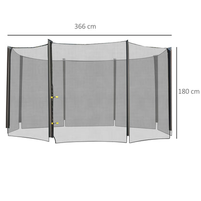 Replacement Safety Net for Ø366 cm Round Trampoline Outdoor with Zipper Door for 8 Straight Poles Ø366x180 cm Black