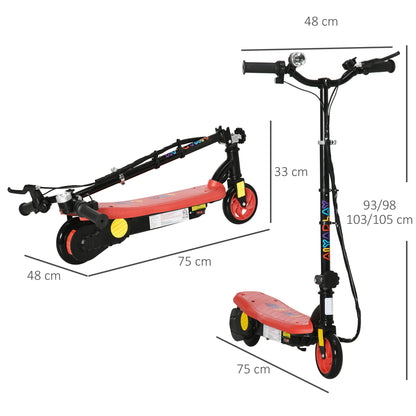 120W Folding Electric Scooter for Kids 7-14 Years Old Max Speed 12 Km/h Max Range 10 Km - Red