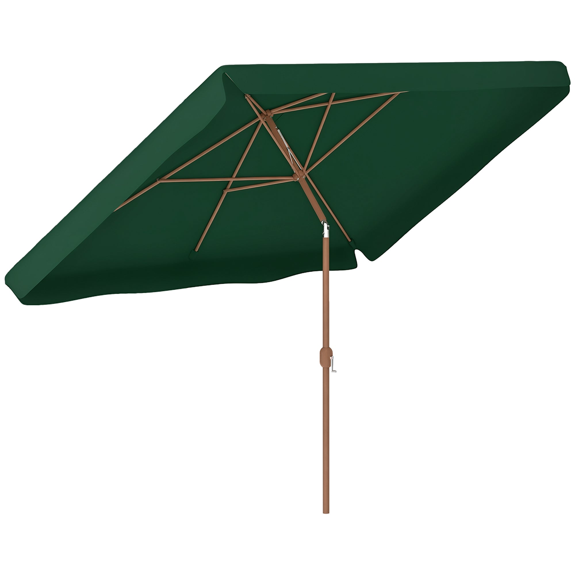 Outdoor Terrace Umbrella 300x200 cm Patio Umbrella with Adjustable Angle Aluminum Pole Crank and UV 50+ Protection Umbrella for Garden Patio Dark Green