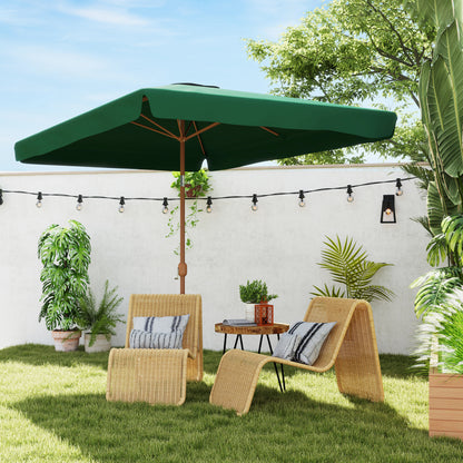 Outdoor Terrace Umbrella 300x200 cm Patio Umbrella with Adjustable Angle Aluminum Pole Crank and UV 50+ Protection Umbrella for Garden Patio Dark Green