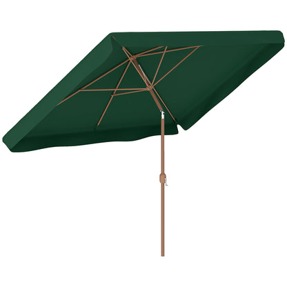 Outdoor Terrace Umbrella 300x200 cm Patio Umbrella with Adjustable Angle Aluminum Pole Crank and UV 50+ Protection Umbrella for Garden Patio Dark Green