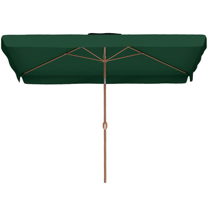 Outdoor Terrace Umbrella 300x200 cm Patio Umbrella with Adjustable Angle Aluminum Pole Crank and UV 50+ Protection Umbrella for Garden Patio Dark Green