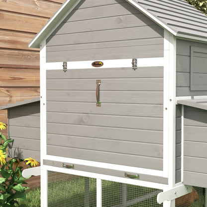 Large Wooden Henhouse 122.24x58.86x58.66 inches Outdoor Henhouse for 4-6 Hens with 2 Windows Doors Nest Removable Tray and Exterior Ramp Gray