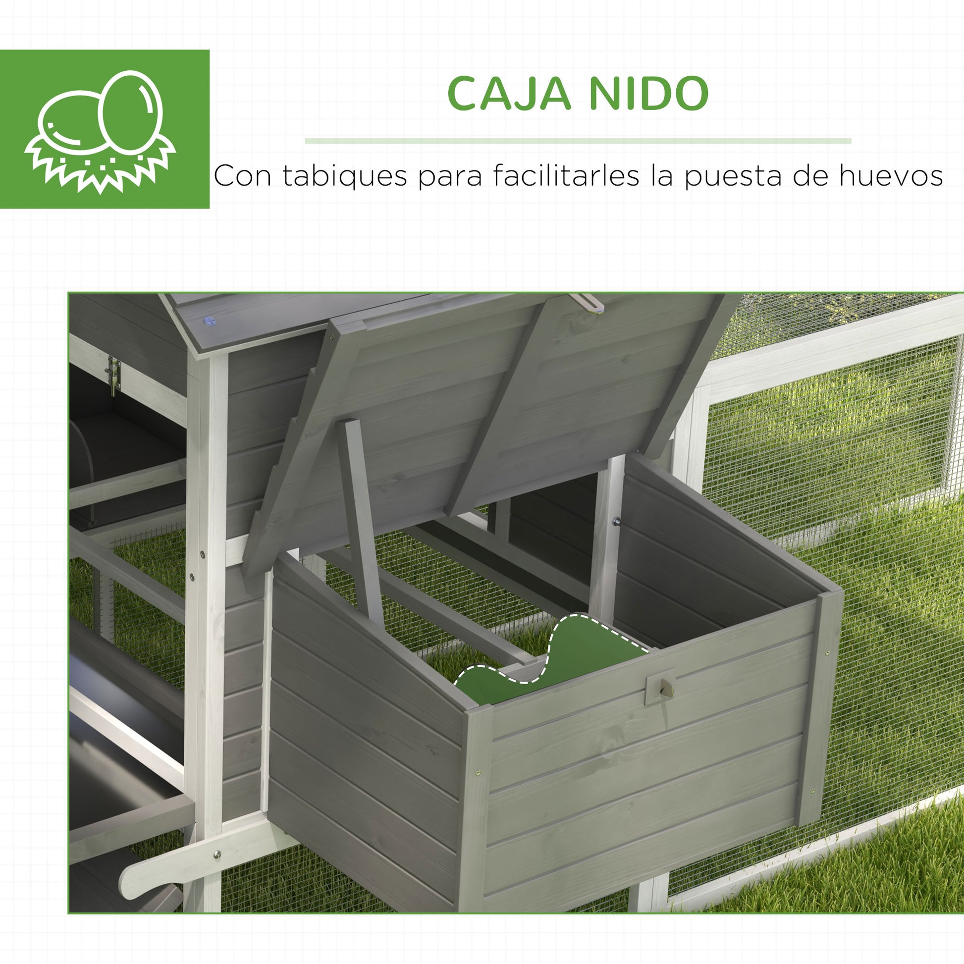 Large Wooden Henhouse 122.24x58.86x58.66 inches Outdoor Henhouse for 4-6 Hens with 2 Windows Doors Nest Removable Tray and Exterior Ramp Gray