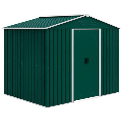 Garden Shed Exterior 3.6 m² 236x174x190 cm Garden Shed with 2 Sliding Doors Sloping Roof and 4 Windows for Patio Terrace Green
