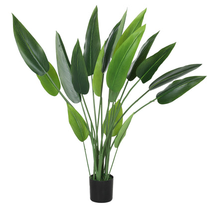 Artificial Bird of Paradise Large 110 cm Artificial Plant, Plastic Artificial Bird of Paradise Plant lifelike, Artificial Tree in Pot with Artificial Grass, Artificial Moss for Living Room Bedroom