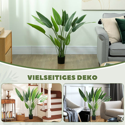 Artificial Bird of Paradise Large 110 cm Artificial Plant, Plastic Artificial Bird of Paradise Plant lifelike, Artificial Tree in Pot with Artificial Grass, Artificial Moss for Living Room Bedroom