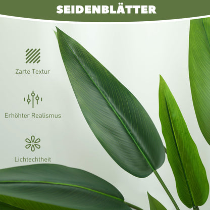 Artificial Bird of Paradise Large 110 cm Artificial Plant, Plastic Artificial Bird of Paradise Plant lifelike, Artificial Tree in Pot with Artificial Grass, Artificial Moss for Living Room Bedroom