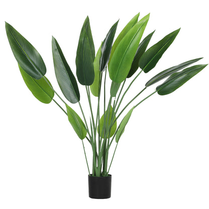 Artificial Bird of Paradise Large 110 cm Artificial Plant, Plastic Artificial Bird of Paradise Plant lifelike, Artificial Tree in Pot with Artificial Grass, Artificial Moss for Living Room Bedroom