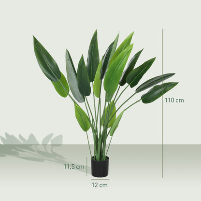 Artificial Bird of Paradise Large 110 cm Artificial Plant, Plastic Artificial Bird of Paradise Plant lifelike, Artificial Tree in Pot with Artificial Grass, Artificial Moss for Living Room Bedroom