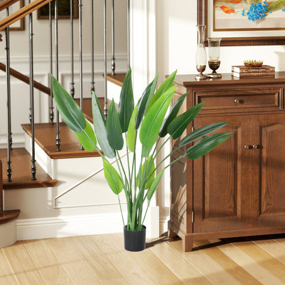 Artificial Bird of Paradise Large 110 cm Artificial Plant, Plastic Artificial Bird of Paradise Plant lifelike, Artificial Tree in Pot with Artificial Grass, Artificial Moss for Living Room Bedroom