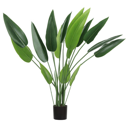 Artificial Bird of Paradise Large 110 cm Artificial Plant, Plastic Artificial Bird of Paradise Plant lifelike, Artificial Tree in Pot with Artificial Grass, Artificial Moss for Living Room Bedroom
