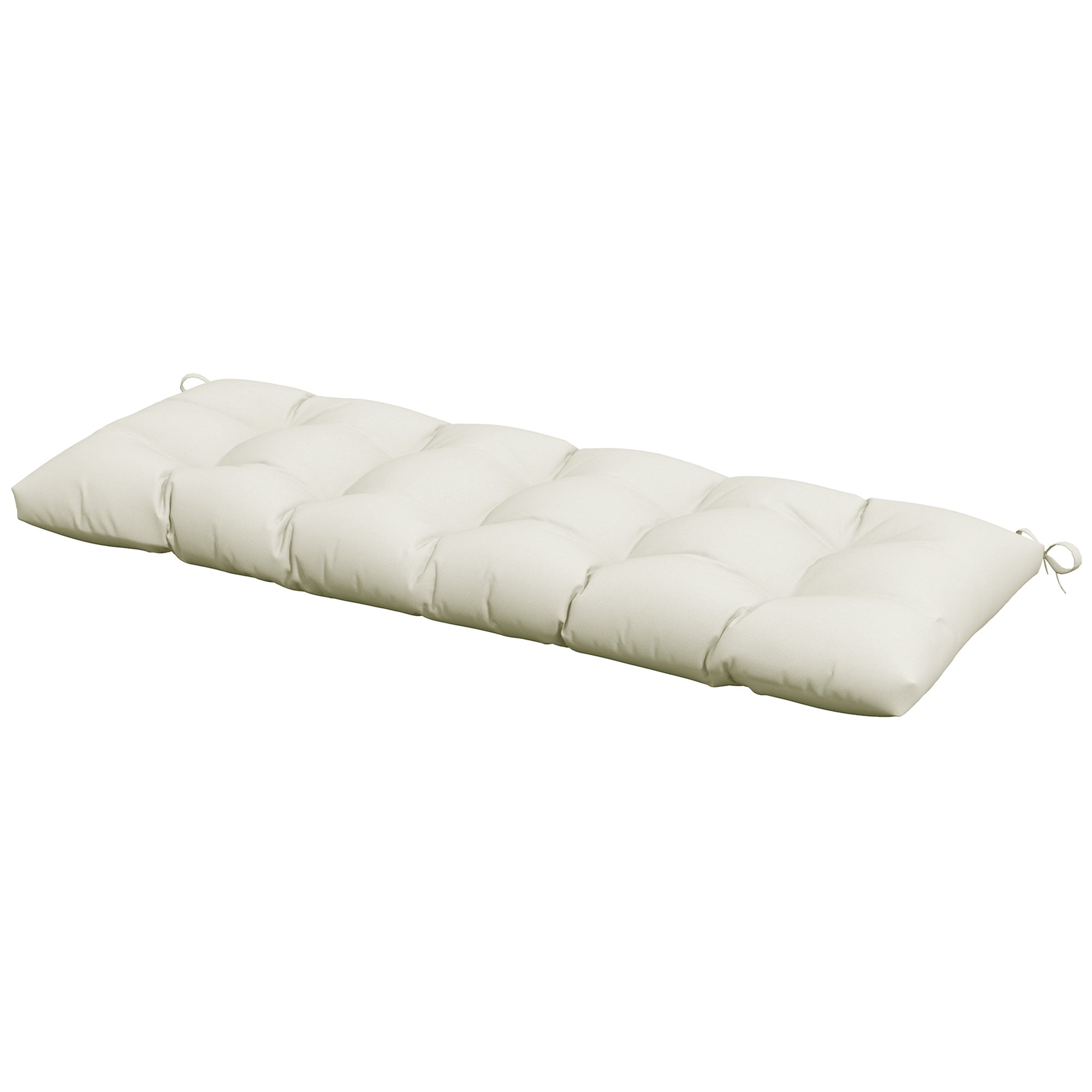 Bench Cushion 128x48x8 cm Garden Bench Mattress with 2 Fixing Cords Waterproof and UV 50+ Protection for Garden Swing Terrace Cream