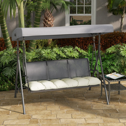 Bench Cushion 128x48x8 cm Garden Bench Mattress with 2 Fixing Cords Waterproof and UV 50+ Protection for Garden Swing Terrace Cream