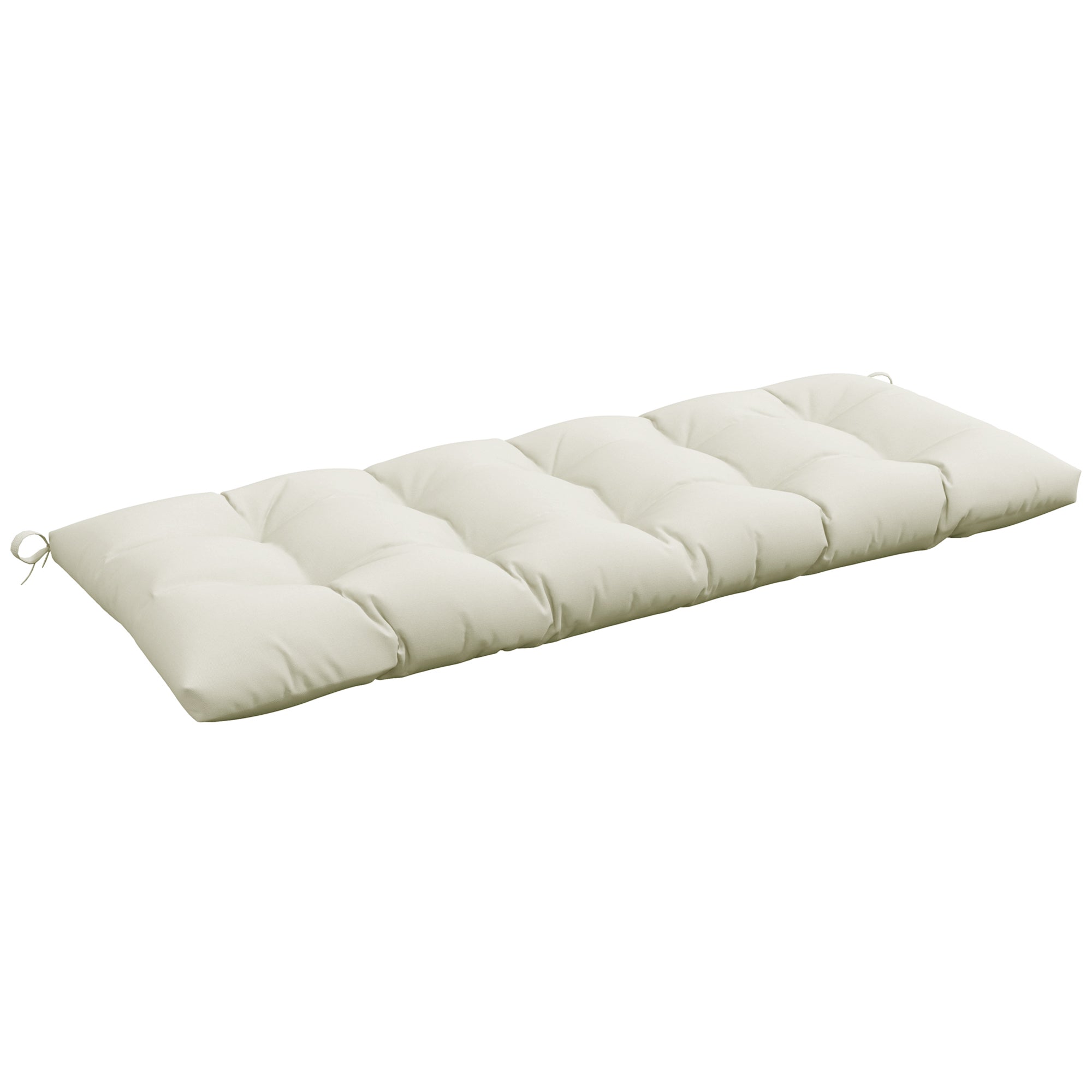 Bench Cushion 128x48x8 cm Garden Bench Mattress with 2 Fixing Cords Waterproof and UV 50+ Protection for Garden Swing Terrace Cream